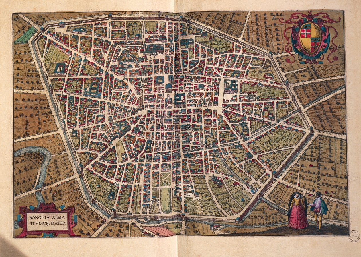 博洛尼亚市，来自Georg Braun的《Civitates Orbis Terrarum》。 作者 弗兰斯