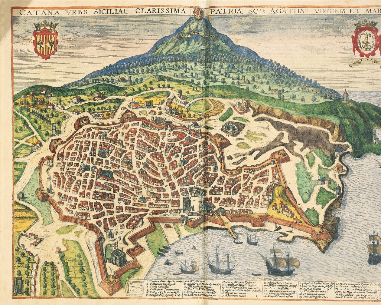 卡塔尼亚市，来自Georg Braun的Civitates Orbis Terrarum。 作者 弗兰斯