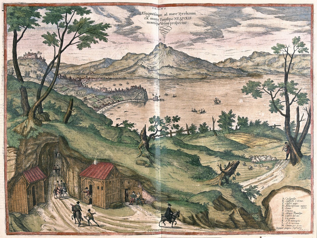那不勒斯湾和维苏威，意大利，1579 年（雕刻 作者 弗兰斯