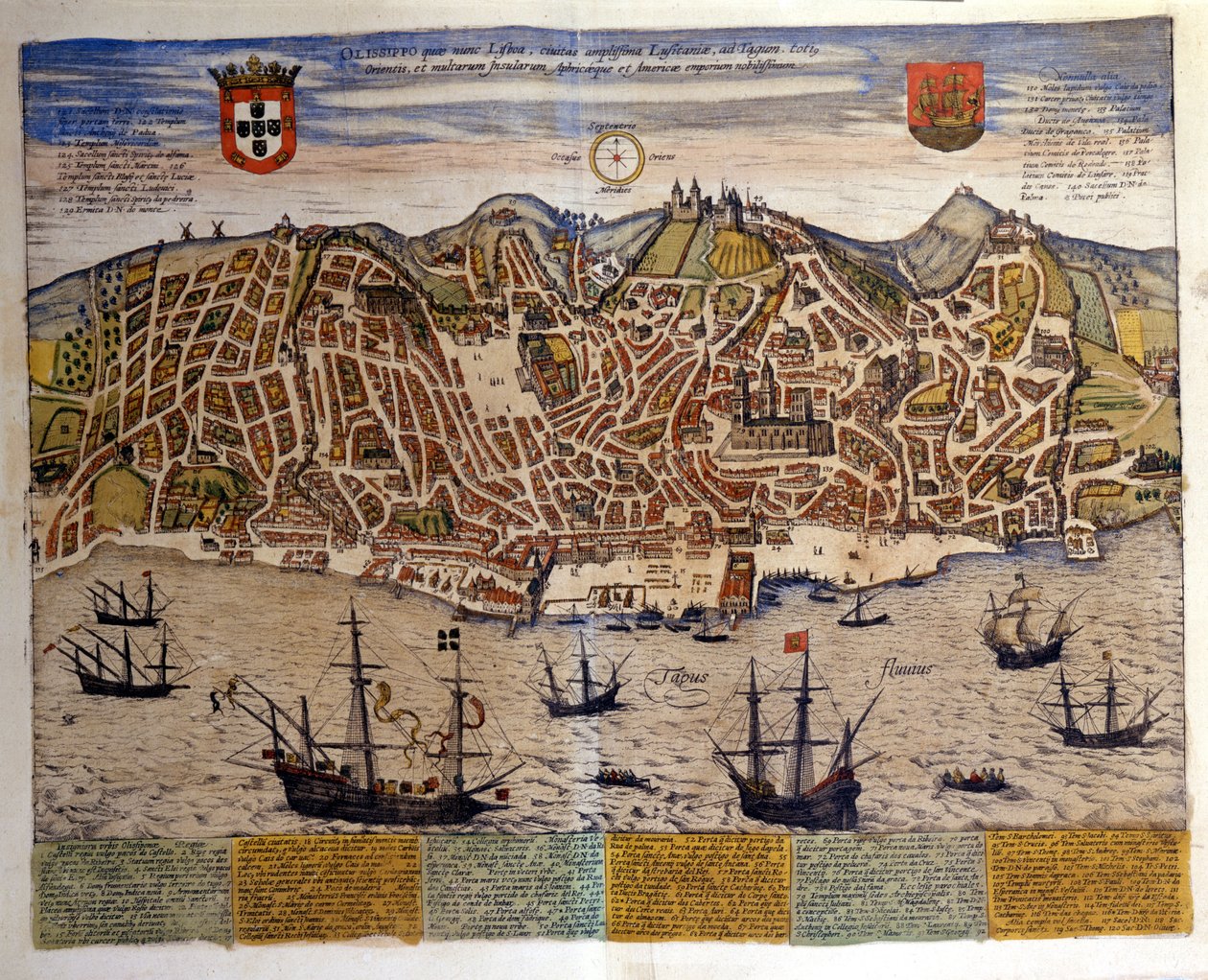 16 世纪末的里斯本景色。 布劳恩和霍根伯格的 Atlas “Civates Orbis Terrarum” 作者 弗兰斯