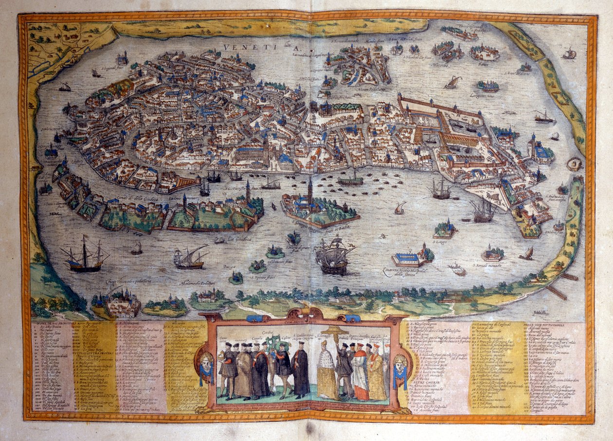 布劳恩和霍根伯格绘制的地图集 "Civitates Orbis Terrarum "中的威尼斯景色 作者 弗兰斯