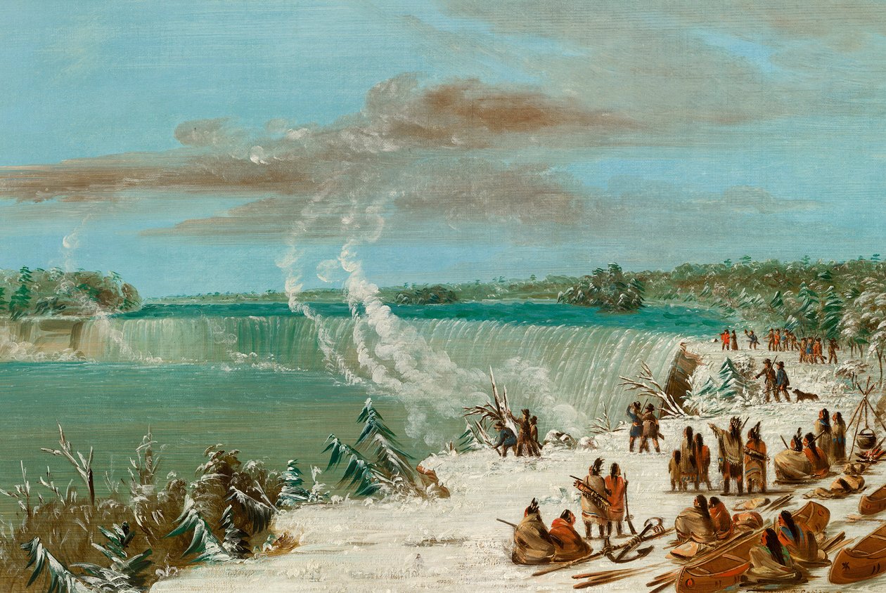 尼亚加拉瀑布周围的波什奇在桌岩，1847-48 作者 乔治·卡特琳