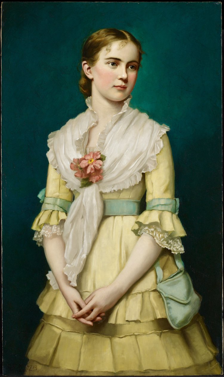 一个年轻女孩的肖像，1881年 作者 乔治·奇格林·蒙齐格