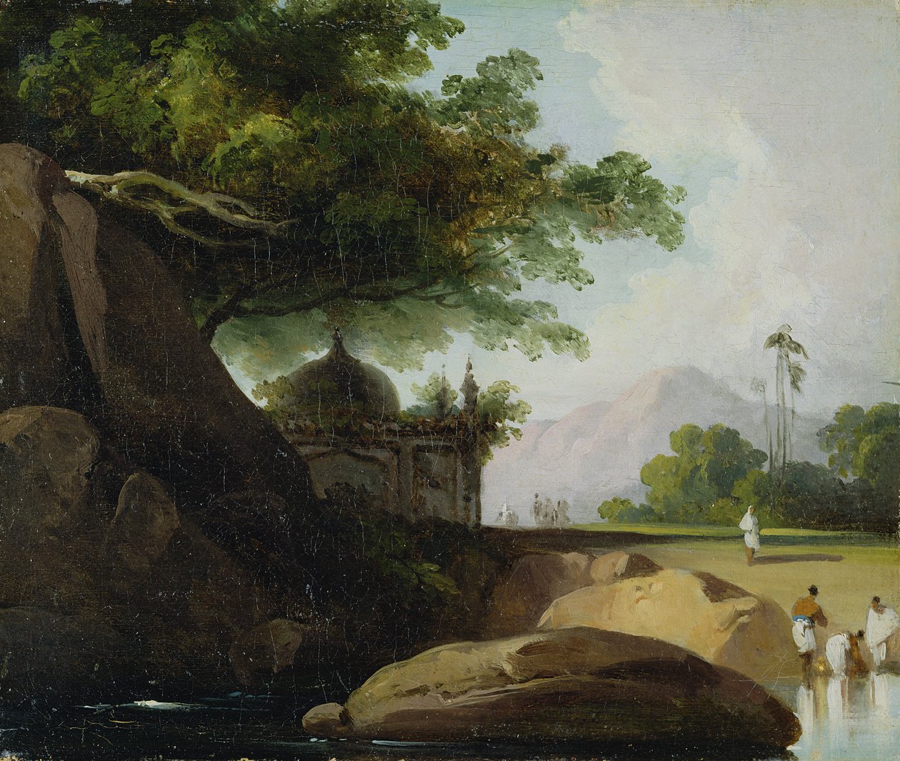 与寺庙的印地安风景，c.1815 作者 乔治·钦纳里