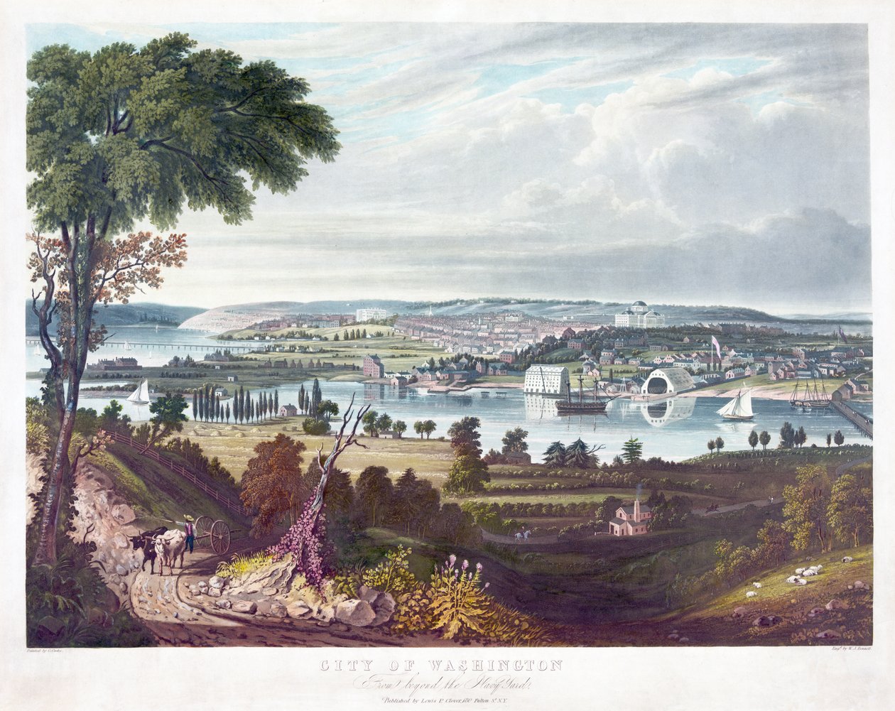 华盛顿市从超越海军造船厂，雕刻威廉詹姆斯贝内特（1787-1844）c.1834 作者 乔治·库克