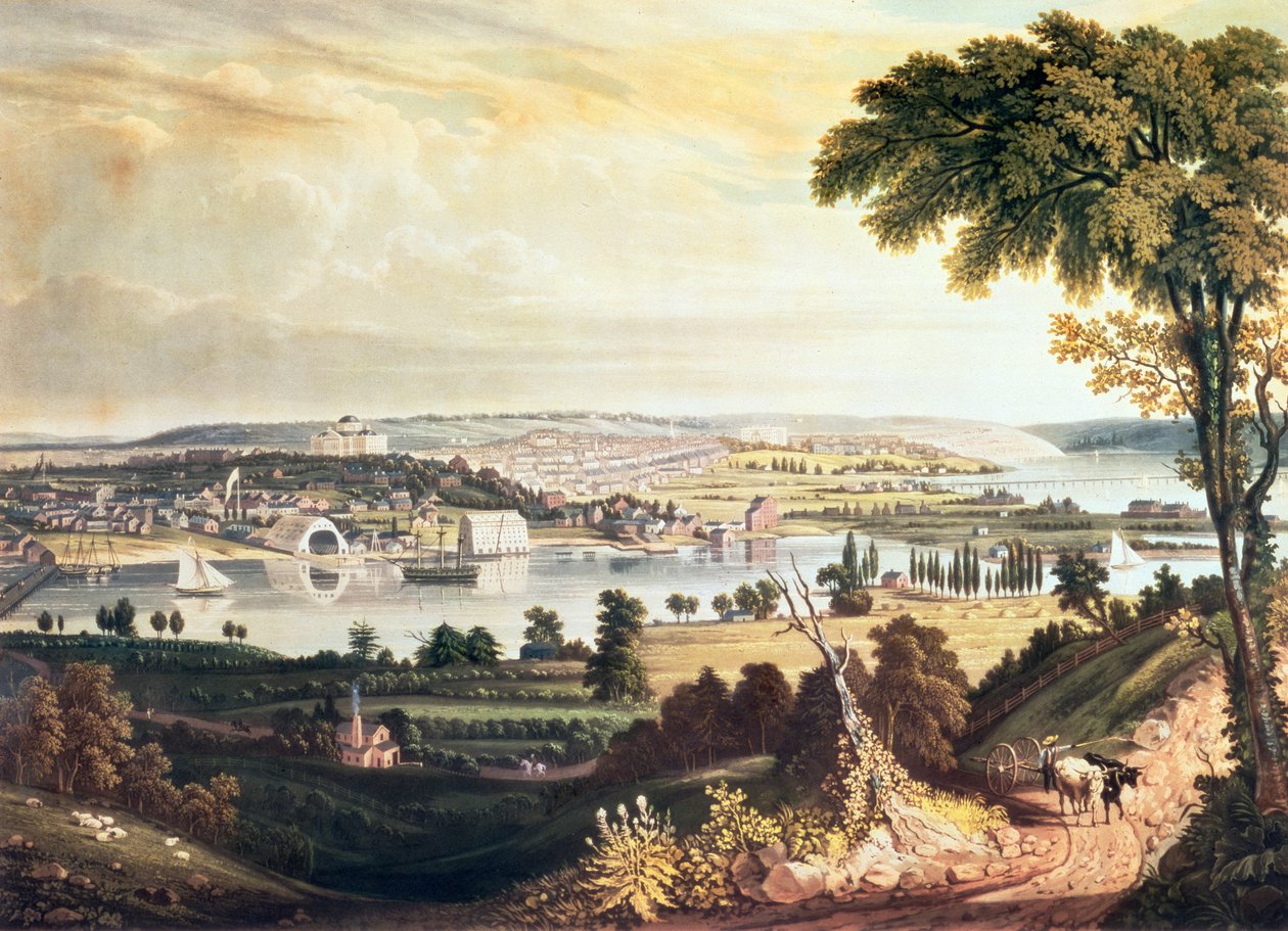 华盛顿市从海军院子外面，由William James Bennett雕刻，1824年（aquatint） 作者 乔治·库克