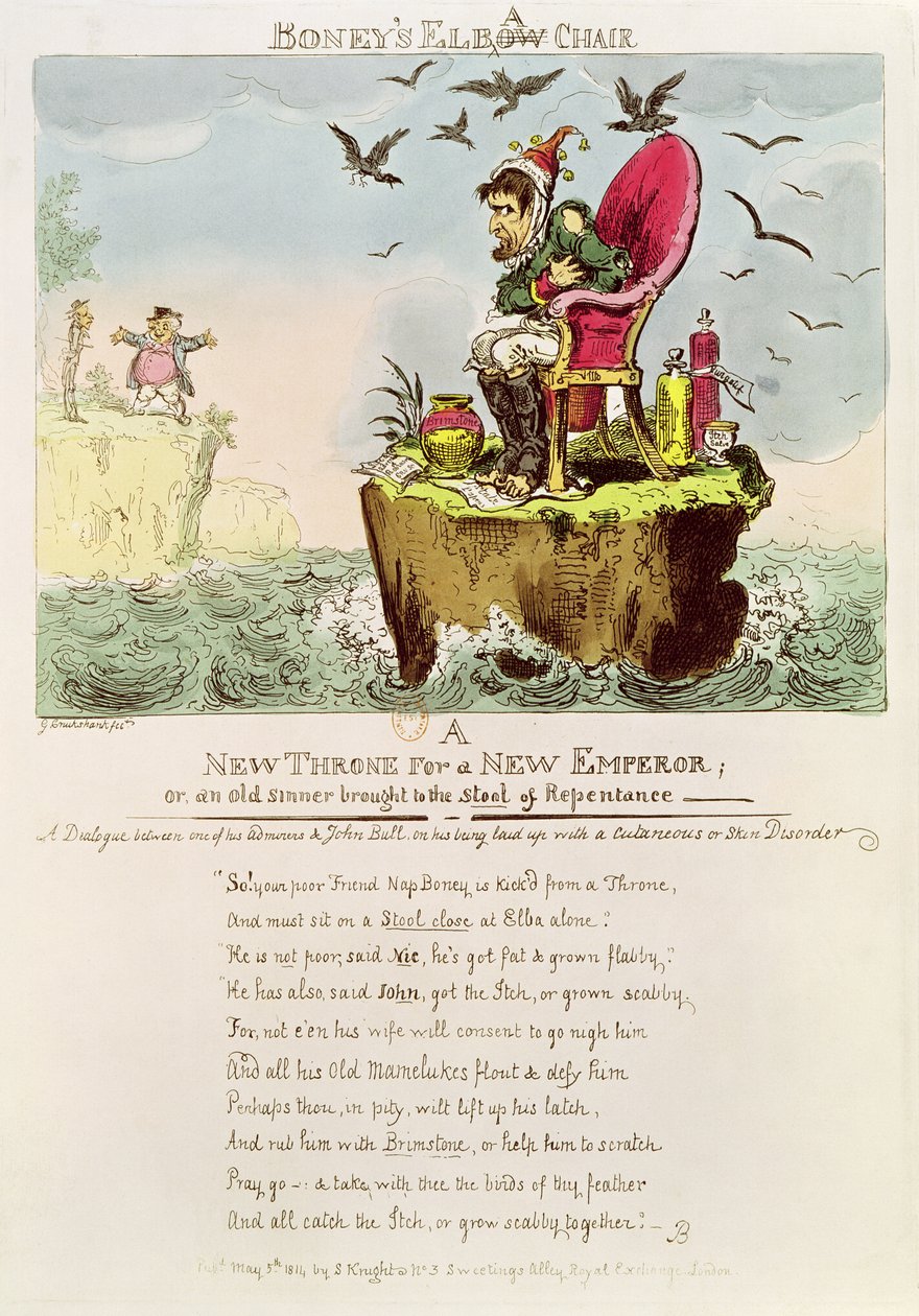 Boney&39;s Elba Chair，由伦敦S. Knight于1814年5月5日出版 作者 乔治·克鲁克申克