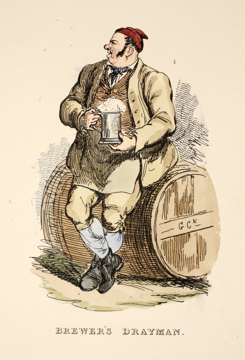 来自The Gentleman&39;s Pocket Magazine，酒吧的Brewer&39;s Drayman。 1827年（手工彩色雕刻） 作者 乔治·克鲁克申克
