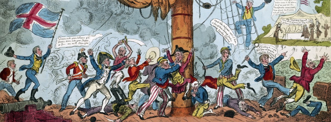 卡通描绘英国登船队，1813年 作者 乔治·克鲁克申克