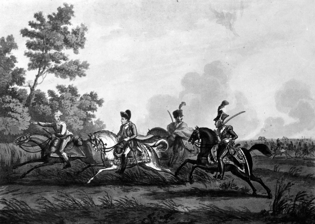 1816年，他的指南伴随着滑铁卢领域的波拿巴飞行 作者 乔治·克鲁克申克