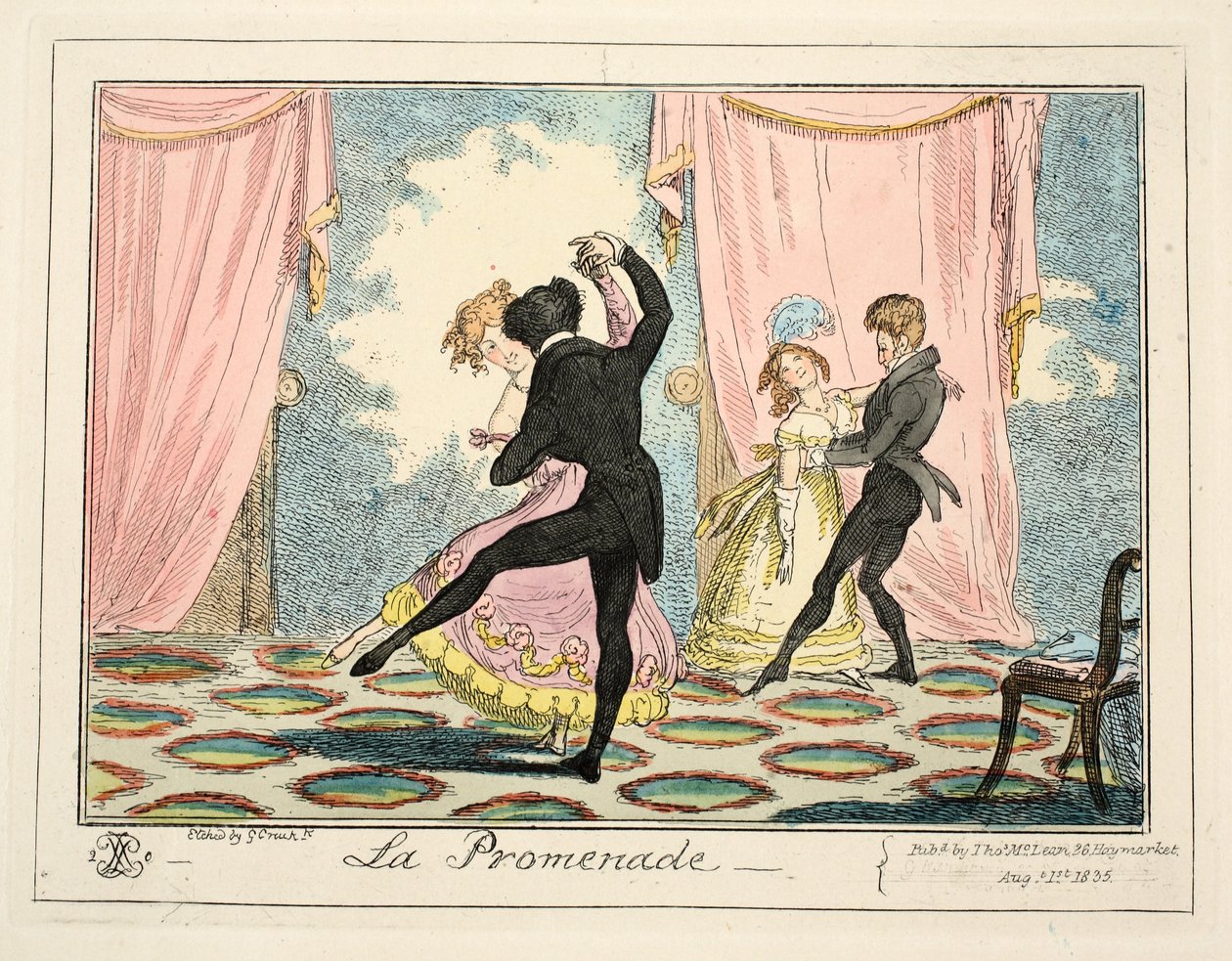 La Promenade，1835年（手工彩色雕刻） 作者 乔治·克鲁克申克