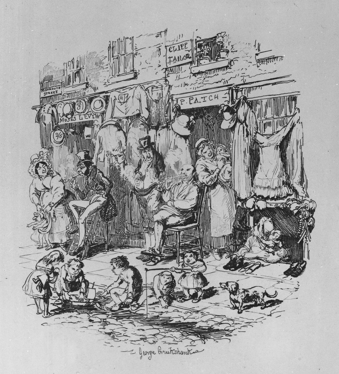 蒙茅斯街，1836年查尔斯·狄更斯的“Skzches by Boz”插图 作者 乔治·克鲁克申克