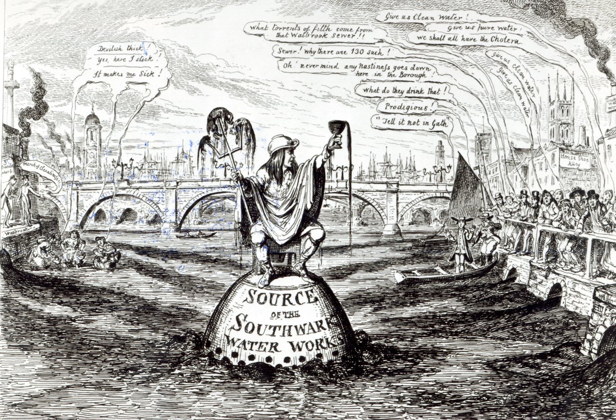 关于Southwark Water Company的讽刺漫画，1832年 作者 乔治·克鲁克申克