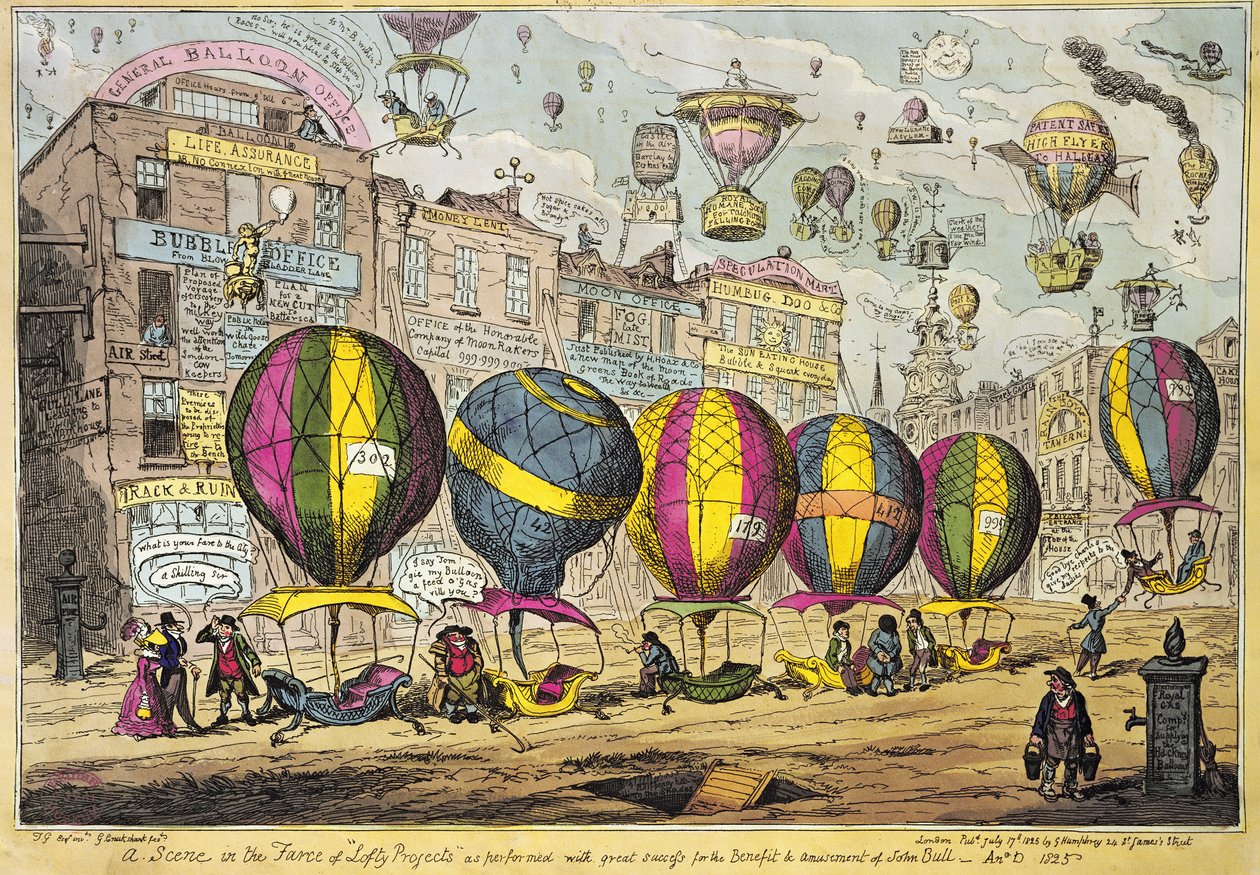 1825年约翰·布尔的利益和娱乐取得巨大成功的“法国崇高前景”中的场景（彩色蚀刻） 作者 乔治·克鲁克申克