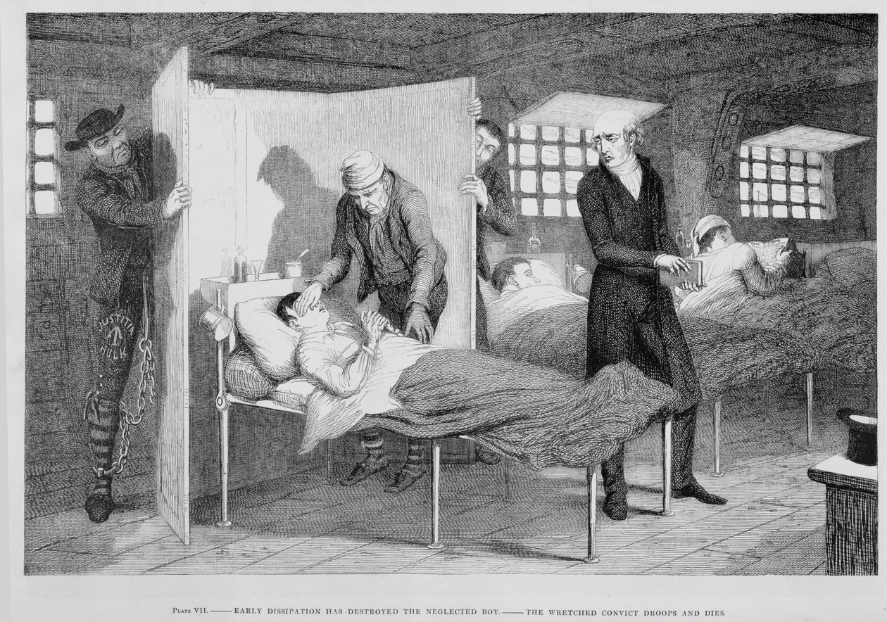 运输船上的男孩死于1848年“醉汉儿童”的第7号板块 作者 乔治·克鲁克申克