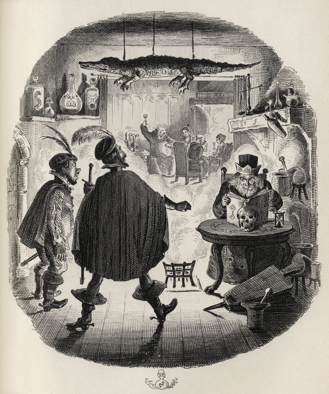 The Conjuror，来自Thomas Ingoldsby的“The Ingoldsby Legends”，由Richard Bentley und Son出版，1887年 作者 乔治·克鲁克申克