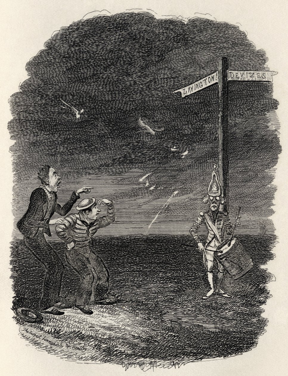 The Dead Drummer，来自Thomas Ingoldsby的“The Ingoldsby Legends”，由Richard Bentley und Son出版，1887年 作者 乔治·克鲁克申克