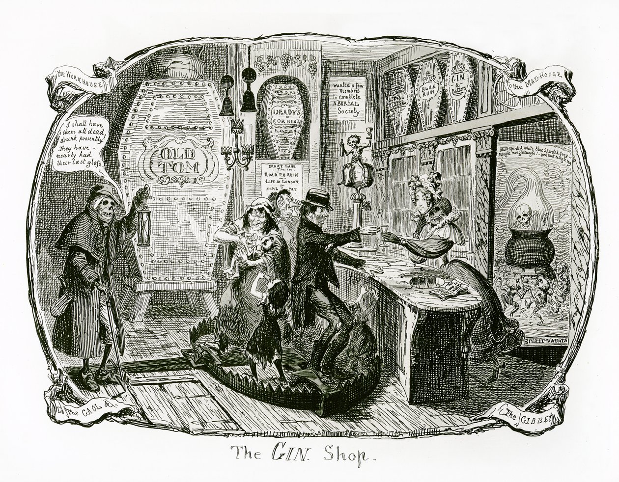 杜松子酒店，1829年 作者 乔治·克鲁克申克