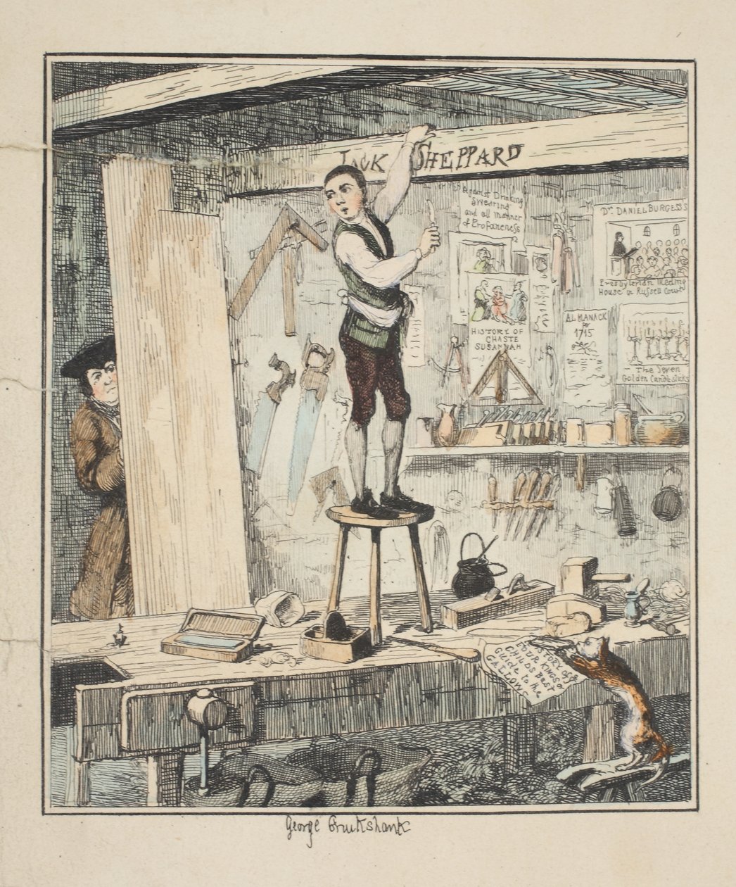 梁上的名字，杰克谢泼德的插图：威廉哈里森安斯沃思的浪漫，1839年出版（手工蚀刻） 作者 乔治·克鲁克申克
