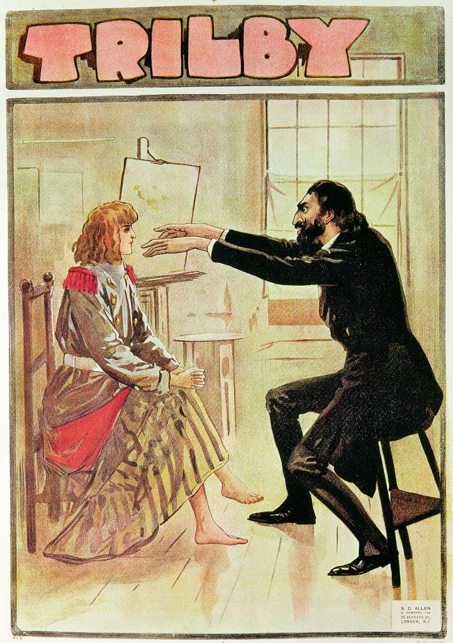 Trilby被Svengali催眠，1894年来自&39;Trilby&39;的插图 作者 乔治·杜莫里耶