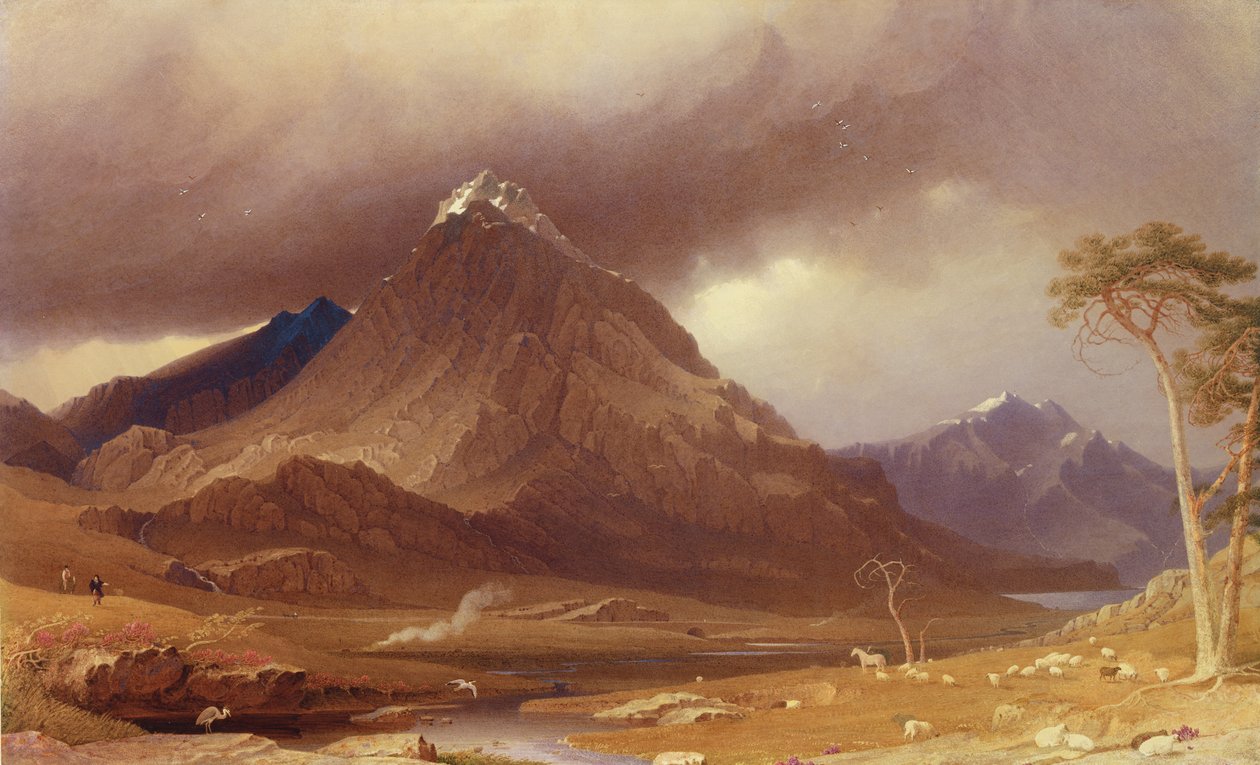 Tryfan，Carnarvonshire（白纸在纸上加高） 作者 乔治·芬纳尔·罗布森