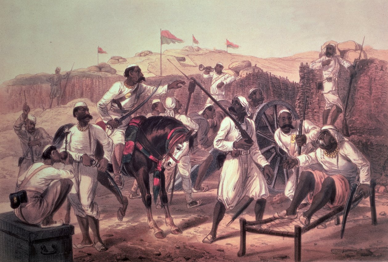 来自1857年至1858年印度的运动，来自大叛变事件期间制作的绘画......昼夜与儿子，1857-58出版 作者 乔治·弗兰克林·阿特金森
