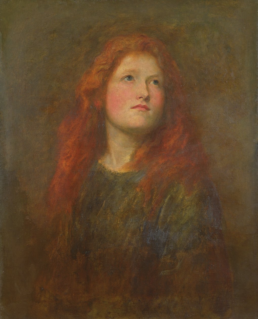 一个女孩的肖像研究有红色头发的，c.1885 作者 乔治·弗雷德里克·沃茨