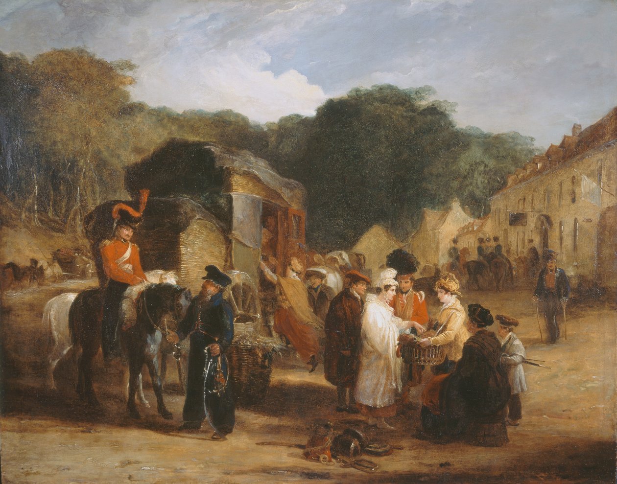 滑铁卢村，旅行者购买战斗领域的遗物，1815年，1821年 作者 乔治·琼斯