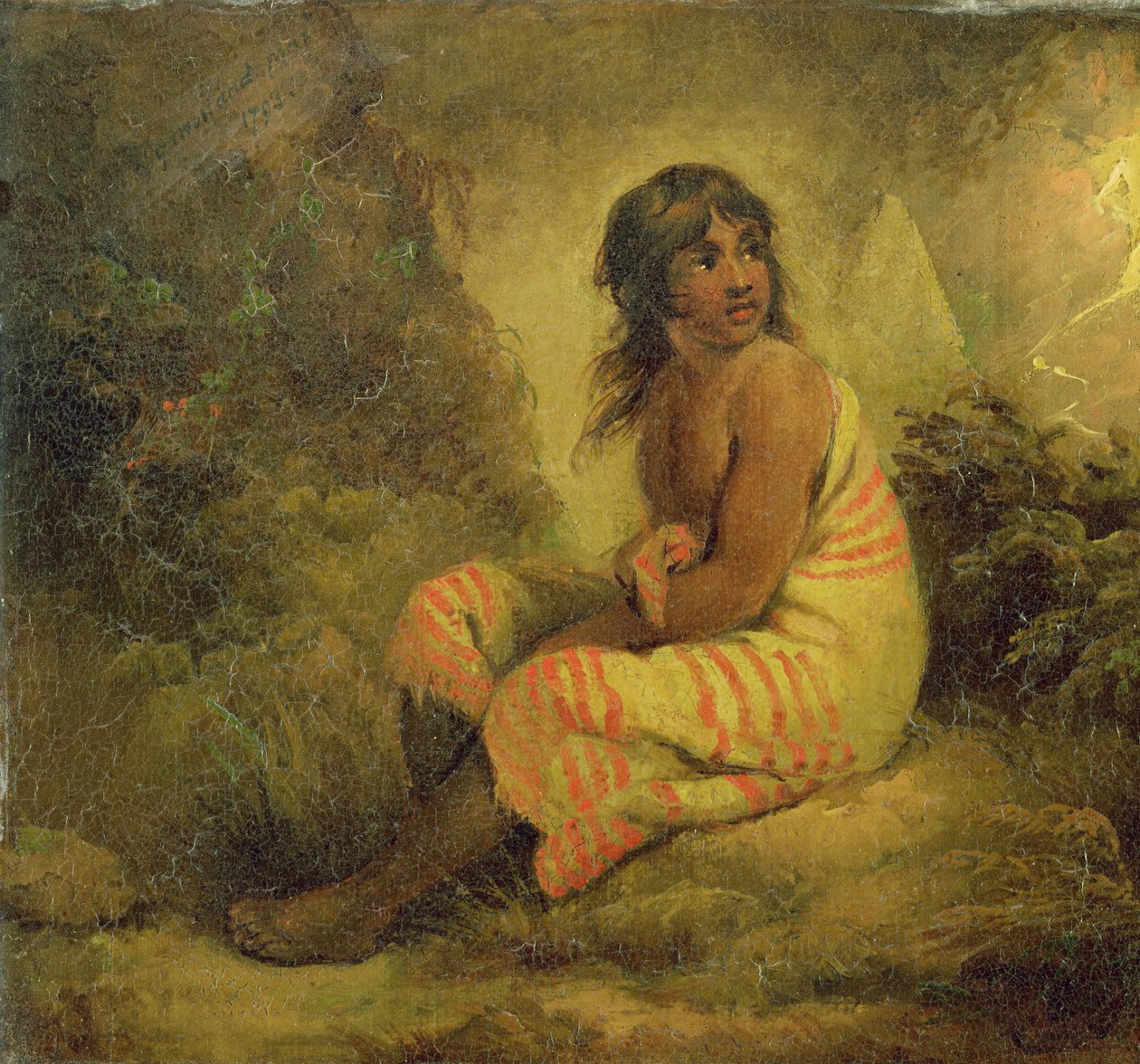 印第安女孩，1793年（面板上的油画） 作者 乔治·莫兰德