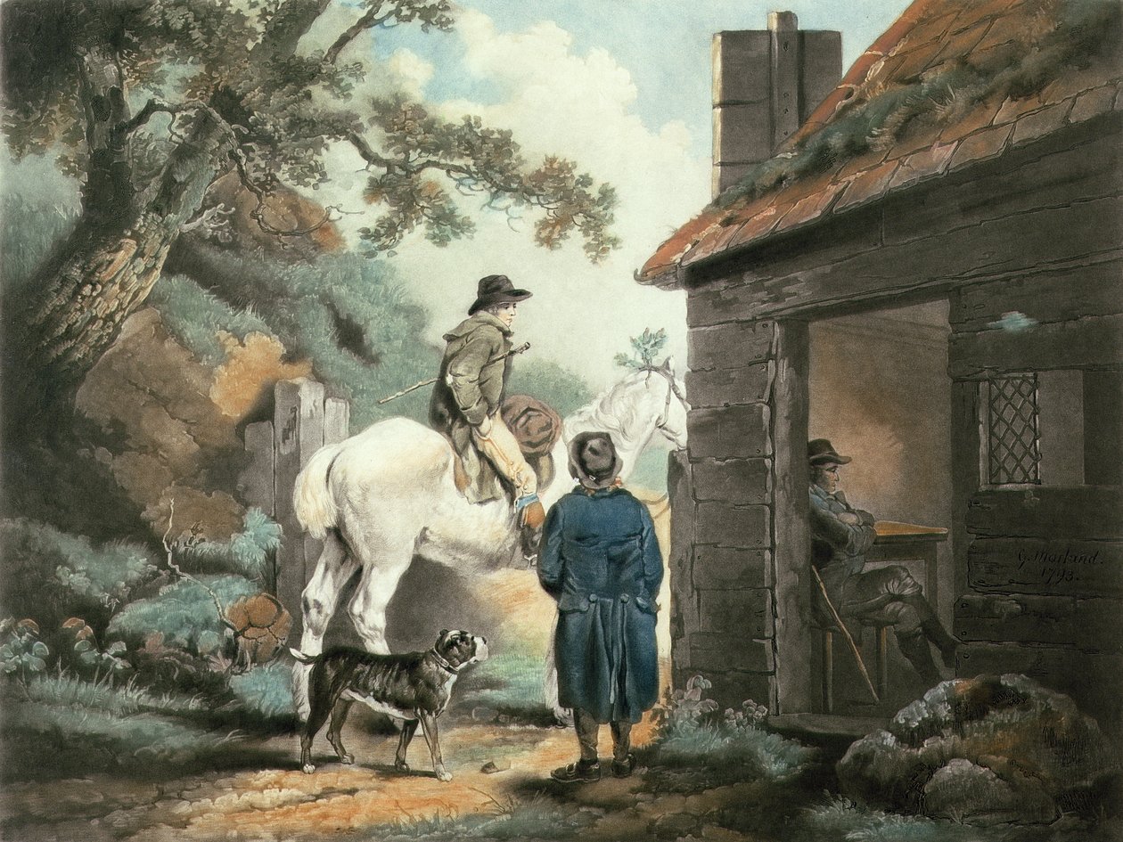 收费公路门，由William Ward（1766-1826）雕刻，酒吧。作者：James Linnell，1806（mezzotint engraving） 作者 乔治·莫兰德