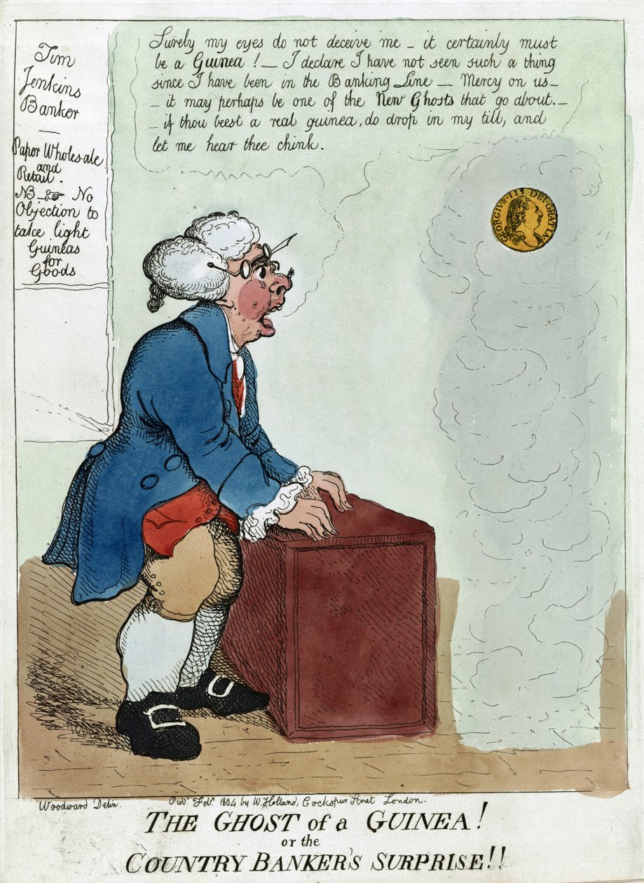 几内亚的幽灵！或国家银行家的惊喜!!，1804（手工彩色蚀刻） 作者 乔治·穆塔德·伍德沃德