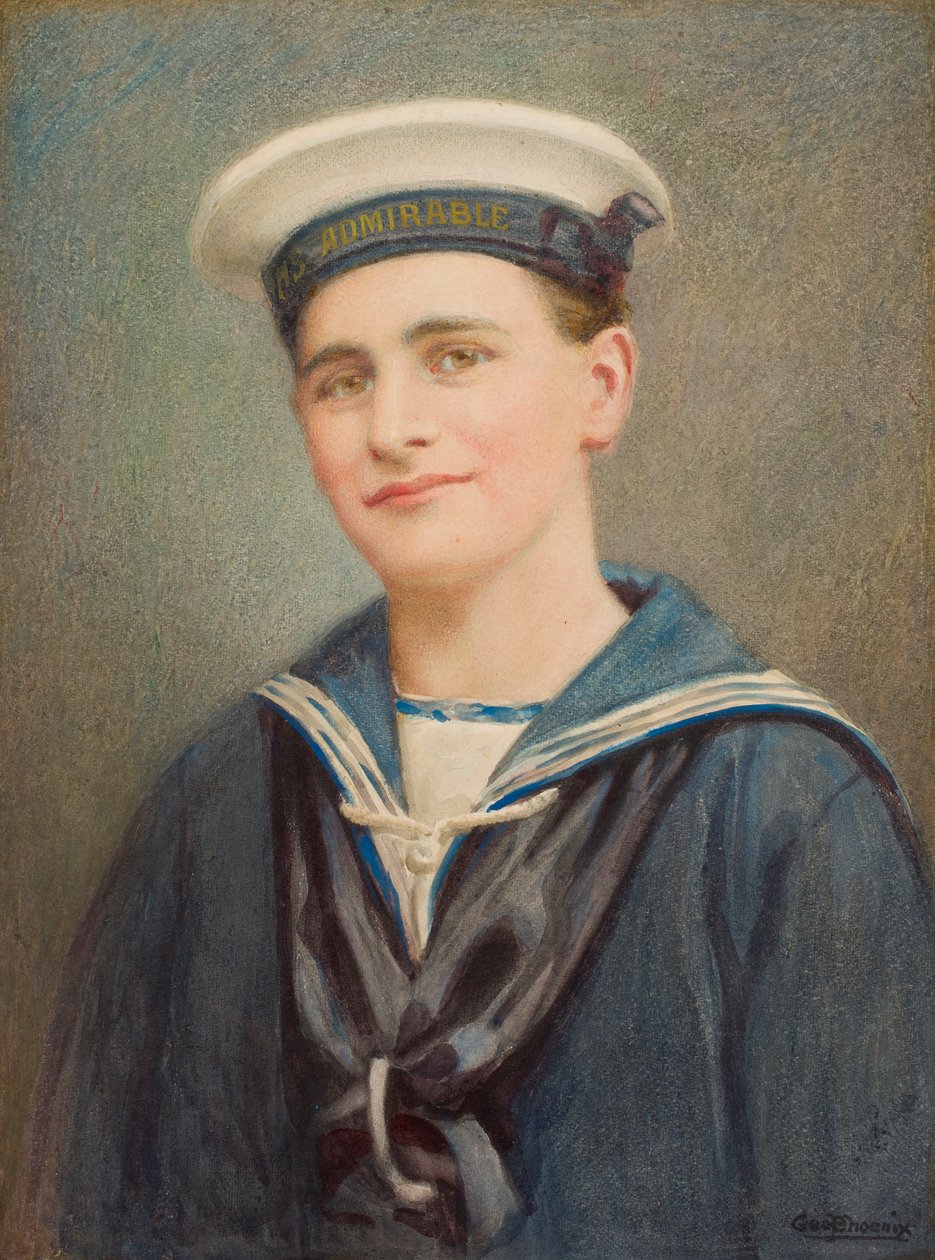 一名水手的肖像，c.1915-35（纸上的wc） 作者 乔治·菲尼克斯