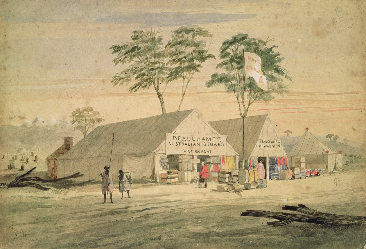 Beauchamp的澳大利亚商店，维多利亚广场，本迪戈，1853年 作者 乔治·罗