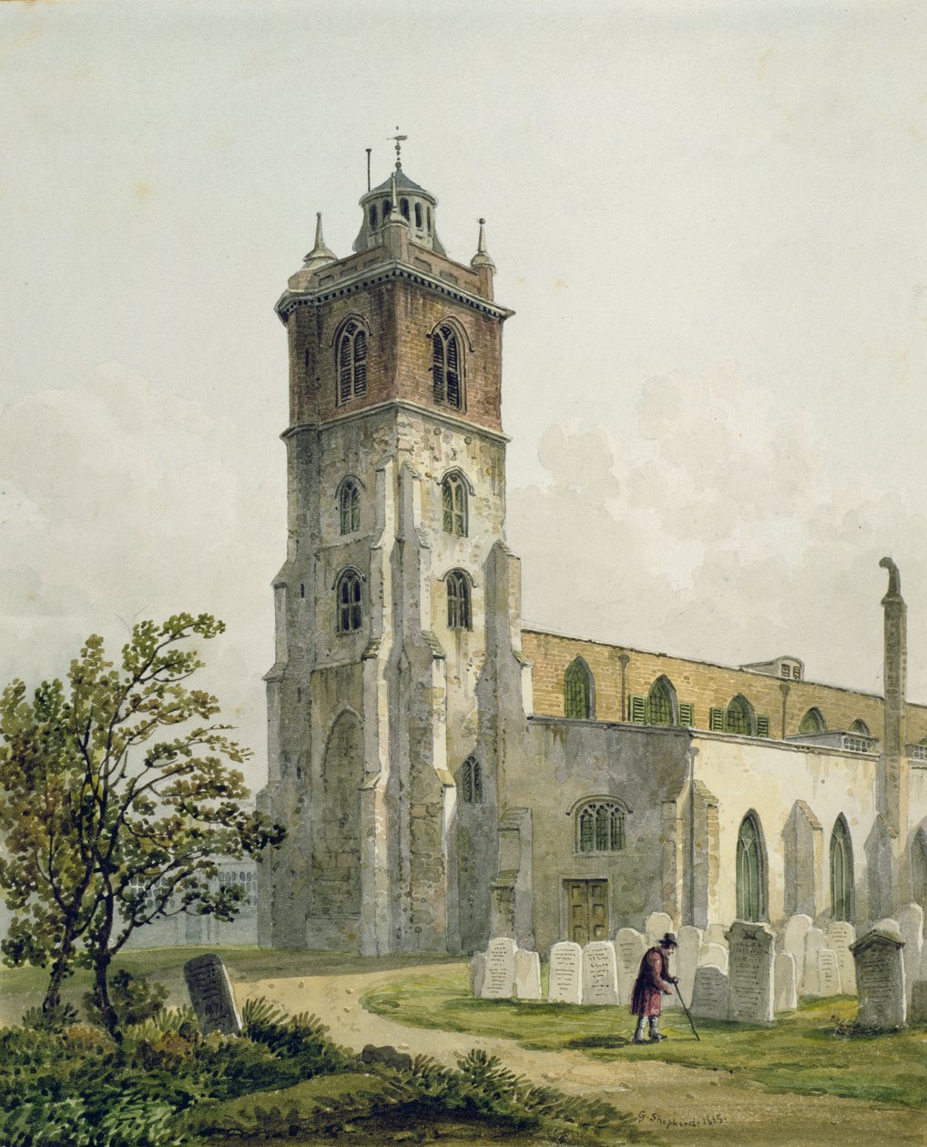圣吉尔斯教堂，Cripplegate，伦敦金融城，1815年 作者 乔治·谢泼德