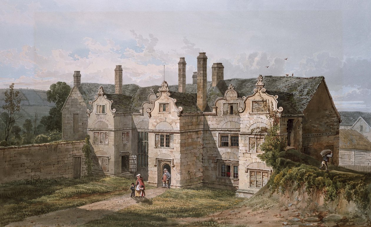 鉴于Trerice，康沃尔郡，1819年（水彩画） 作者 乔治·谢泼德