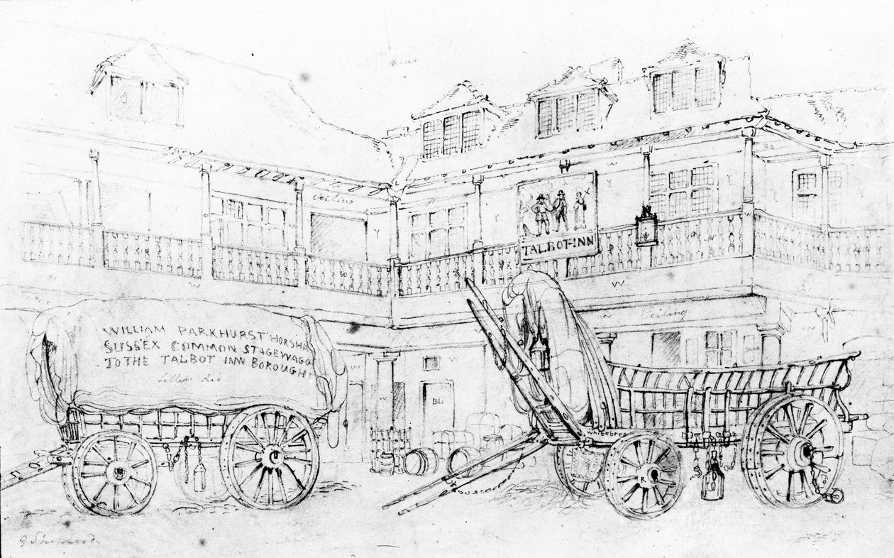 Inn at Yard of the Talbot Inn，Southwark，1810 作者 乔治·谢泼德