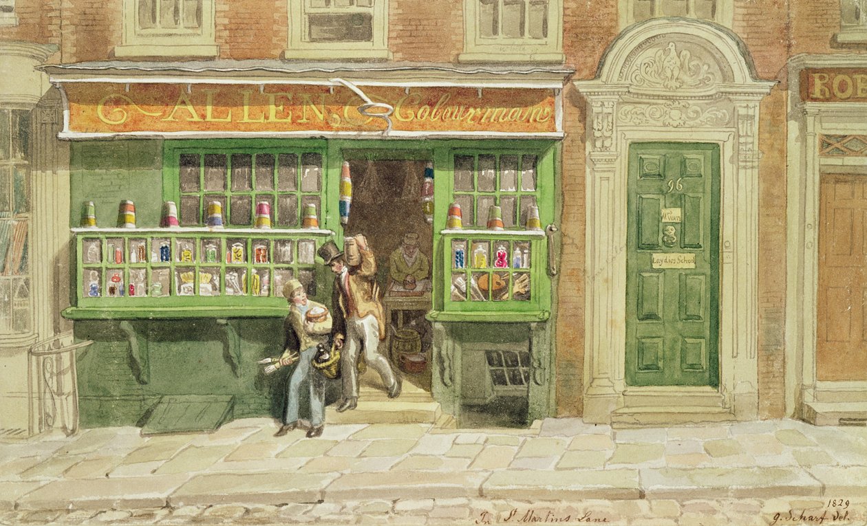 1829年圣马丁巷的Colourman&39;s Shop 作者 乔治·斯尼·夏普