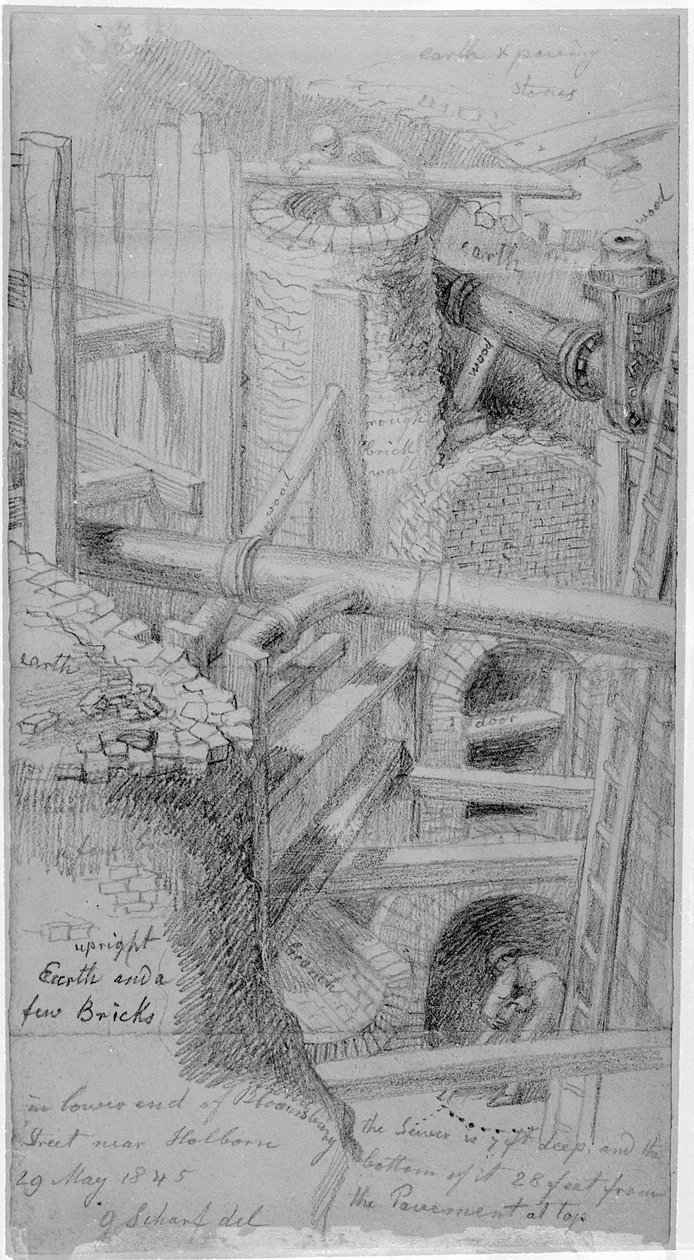 1845年，伦敦布卢姆斯伯里的下水道建设 作者 乔治·斯尼·夏普