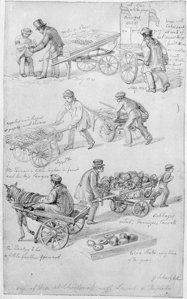 街头商人，伦敦，1842年 作者 乔治·斯尼·夏普