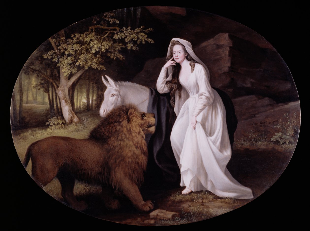 Una和狮子（Isabella Saltonstall作为Una in Spenser的&39;Faerie Queene&39;），1782年（陶瓷牌匾上的珐琅彩绘） 作者 乔治·斯塔布斯