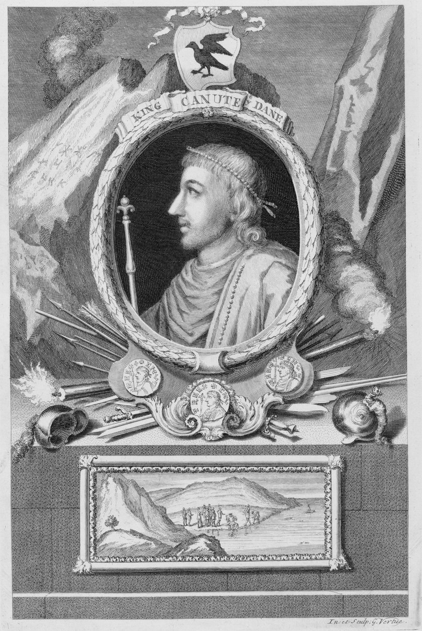 Canute the Great（d.1035）英国国王，丹麦和挪威，由艺术家雕刻 作者 乔治·维尔图