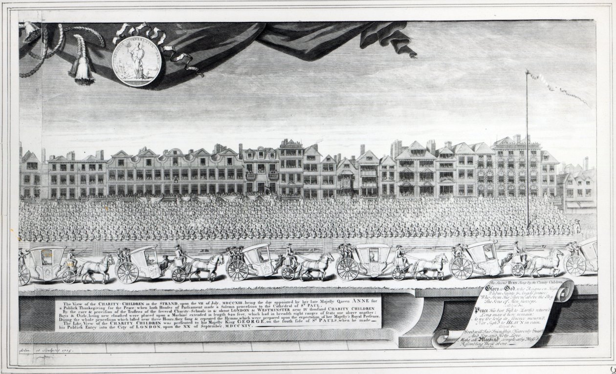 1713年7月7日在斯特兰德的慈善儿童观，1715年制作的印刷品 作者 乔治·维尔图