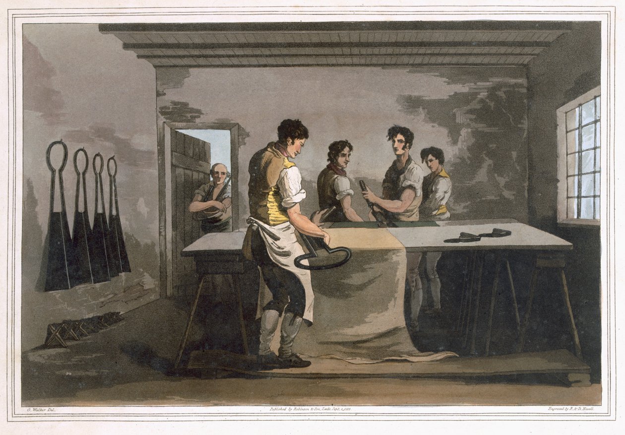 布料梳妆台，来自约克郡的服装，由Robert Havell（1769-1832）雕刻，1814年 作者 乔治·沃克