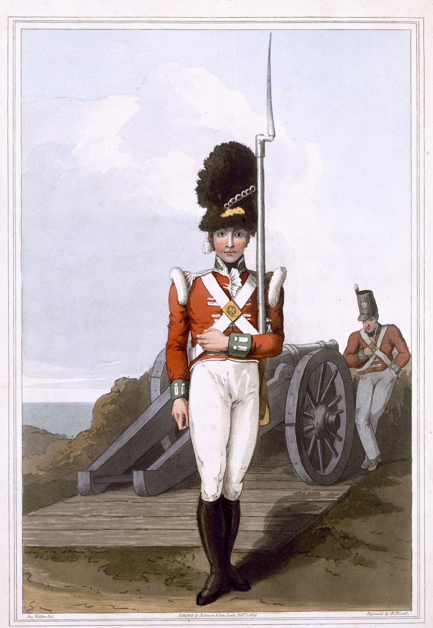 第一次西约克民兵的掷弹兵，由罗伯特·哈维尔（Robert Havell the Elder）刻，由罗宾逊和儿子，利兹出版于1814年 作者 乔治·沃克