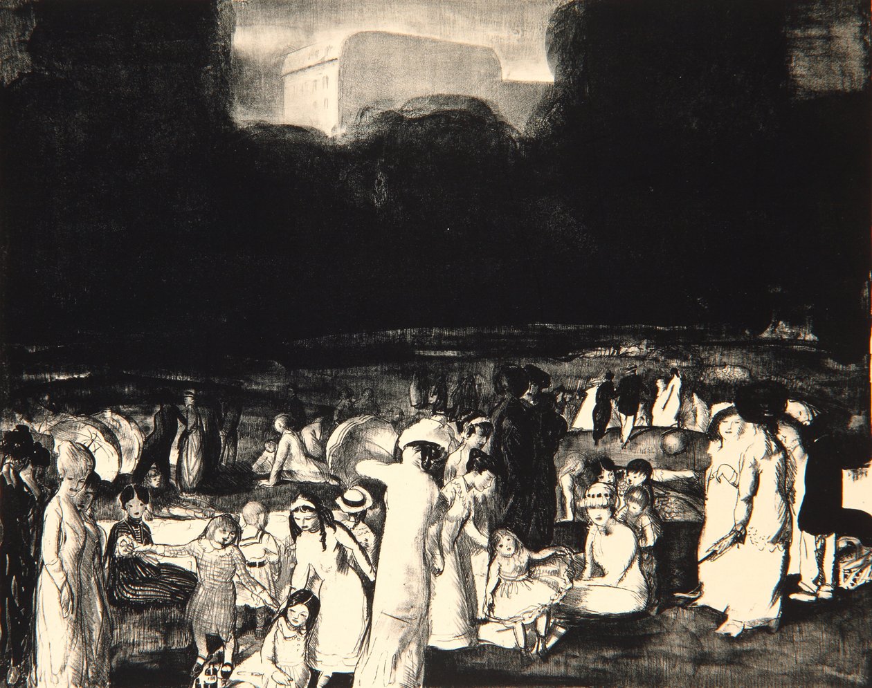 在公园，黑暗，1916年 作者 乔治·韦斯利·贝洛斯