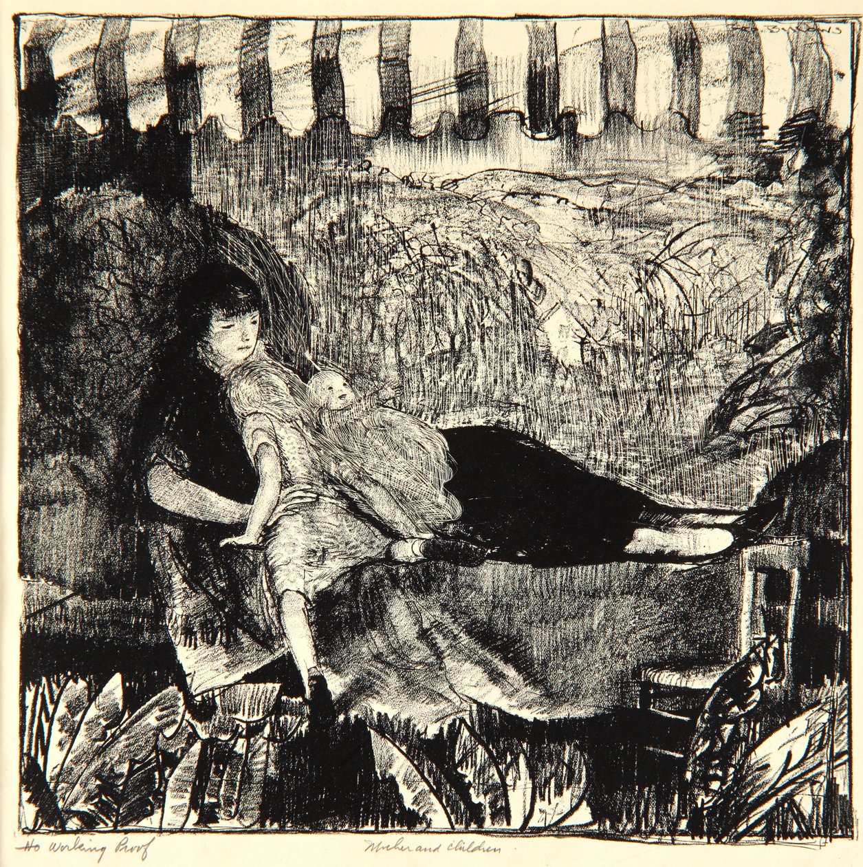 母亲与孩子，1916年 作者 乔治·韦斯利·贝洛斯