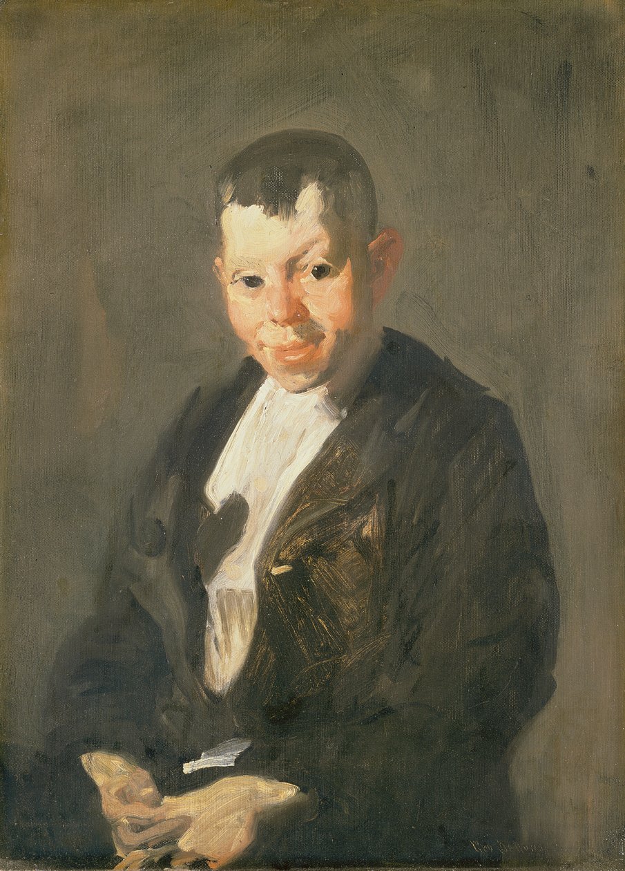 The Newsboy，1908年布面油画 作者 乔治·韦斯利·贝洛斯