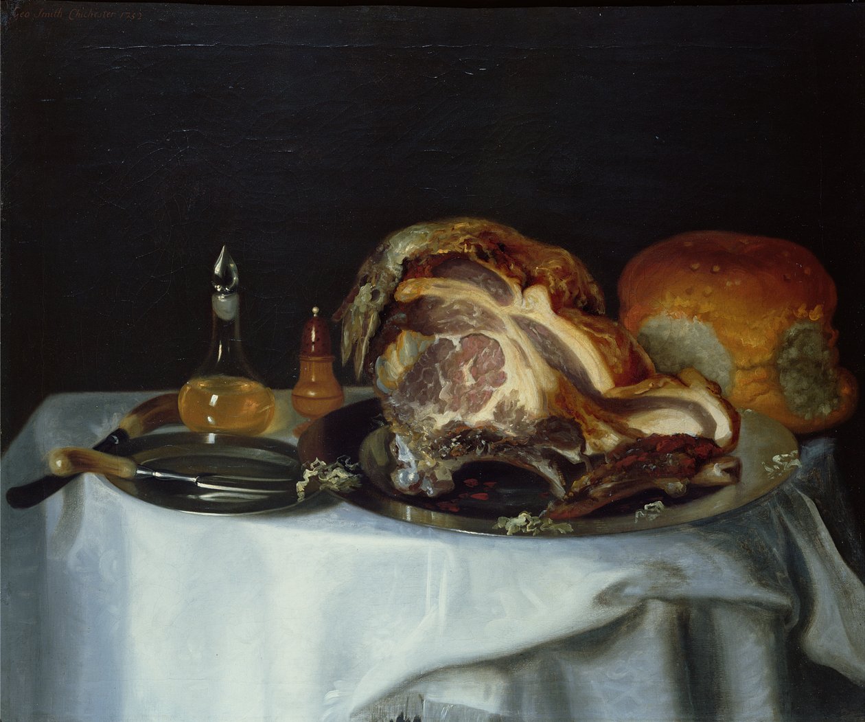 静物与肉和面包（对78161） 作者 乔治·史密斯
