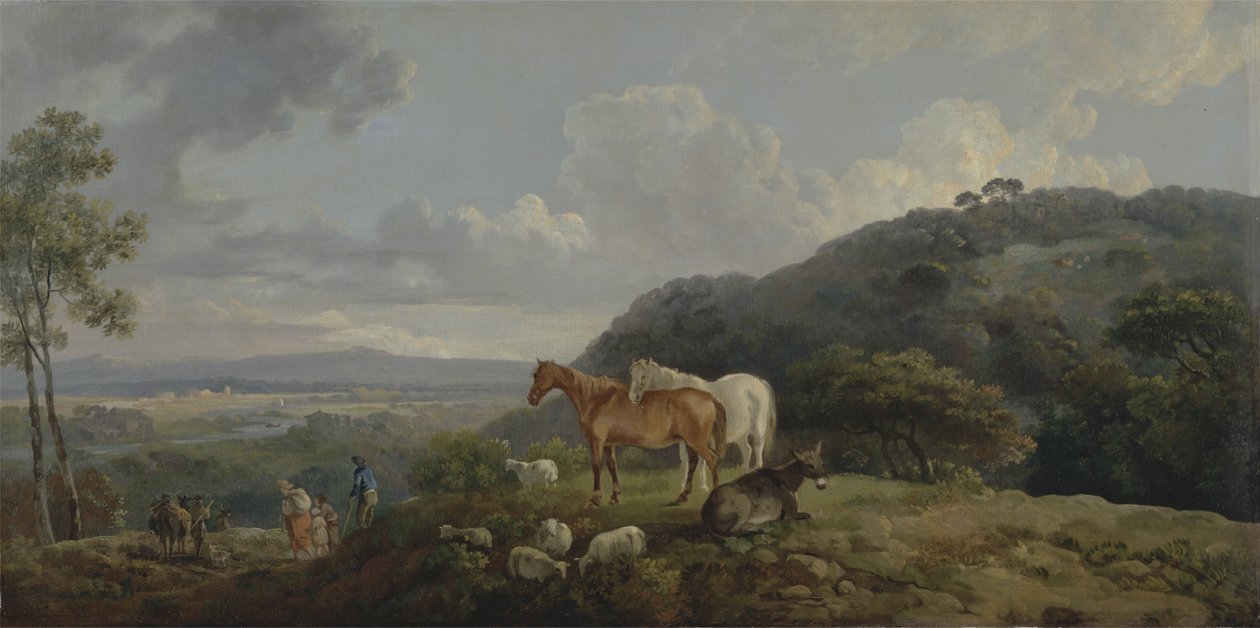 早晨：与Mares和Sheep一起观赏，1770-80 作者 乔治·巴雷特