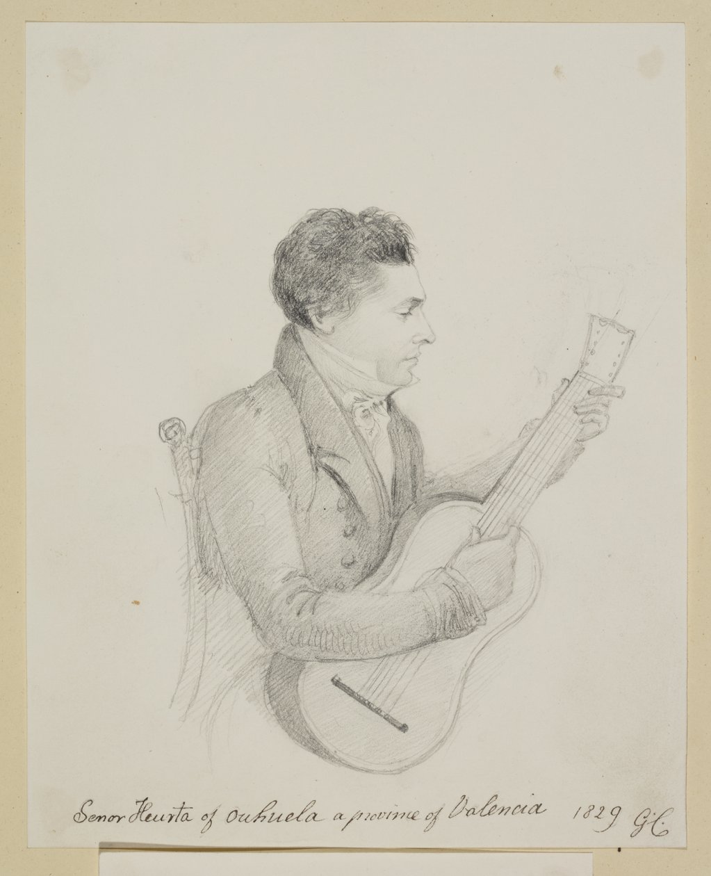 Señor Huerta of Orihuela, Valencia, playing a Guitar 作者 乔治（到）坎伯兰